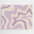 Retro Liquid Swirl Abstract Pattern in Light Lavender Lilac Purple and Cream Jigsaw Puzzle Gallery Image 1