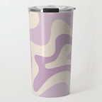 Retro Liquid Swirl Abstract Pattern in Light Lavender Lilac Purple and Cream Travel Mug Gallery Image 1