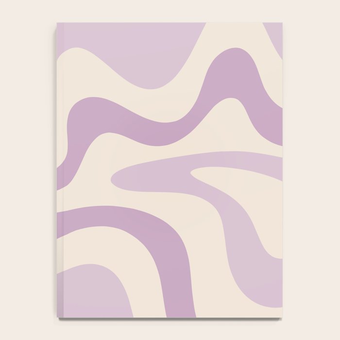 Retro Liquid Swirl Abstract Pattern in Light Lavender Lilac Purple and Cream Notebook Gallery Image 4
