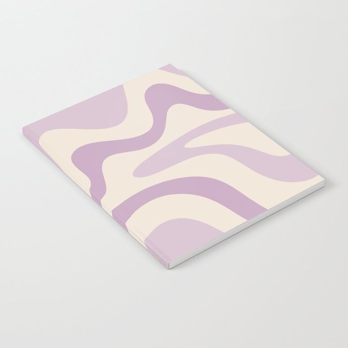 Retro Liquid Swirl Abstract Pattern in Light Lavender Lilac Purple and Cream Notebook Gallery Image 2