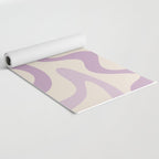 Retro Liquid Swirl Abstract Pattern in Light Lavender Lilac Purple and Cream Yoga Mat Gallery Image 2