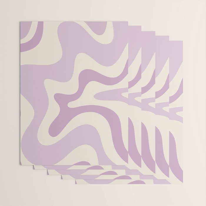 Retro Liquid Swirl Abstract Pattern in Light Lavender Lilac Purple and Cream Wrapping Paper Gallery Image 3