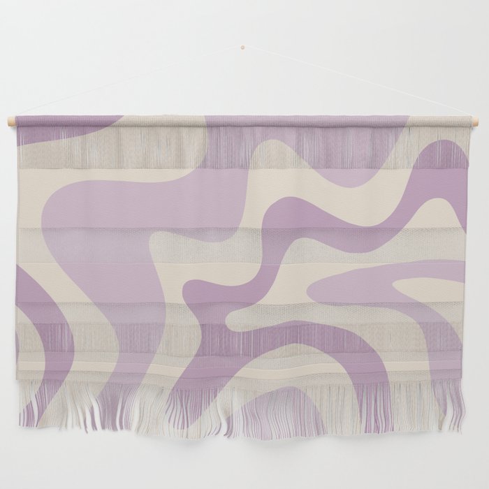 Retro Liquid Swirl Abstract Pattern in Light Lavender Lilac Purple and Cream Wall Hanging Gallery Image 1