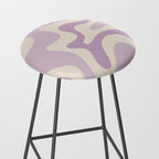 Retro Liquid Swirl Abstract Pattern in Light Lavender Lilac Purple and Cream Stool Gallery Image 2