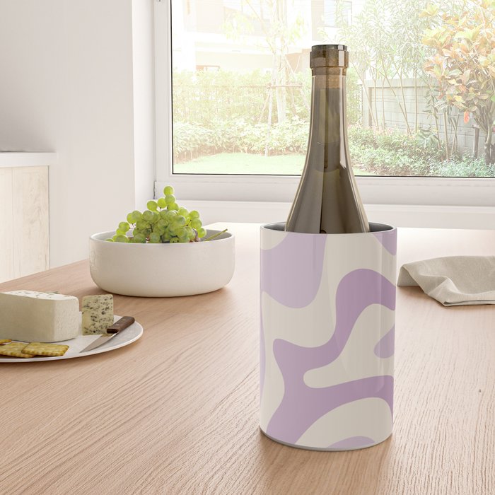 Retro Liquid Swirl Abstract Pattern in Light Lavender Lilac Purple and Cream Wine Chiller Gallery Image 4