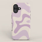 Retro Liquid Swirl Abstract Pattern in Light Lavender Lilac Purple and Cream iPhone Case Gallery Image 1