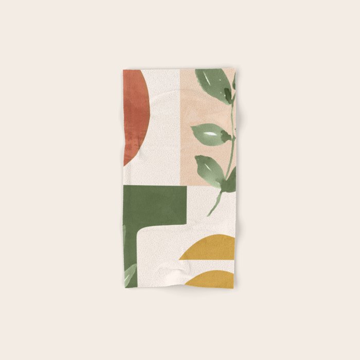 Abstract Shapes and Leaves Bath Towel Gallery Image 1