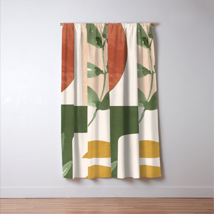 Abstract Shapes and Leaves Window Curtain Gallery Image 3