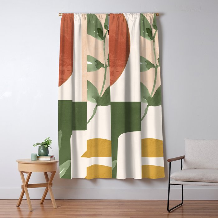 Abstract Shapes and Leaves Window Curtain Gallery Image 5