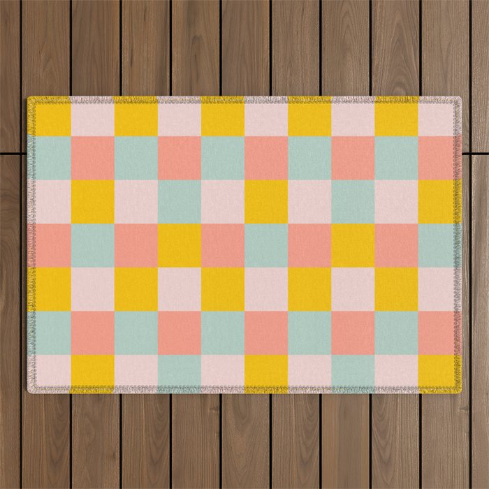 Retro Funky Checks Outdoor Rug Gallery Image 1