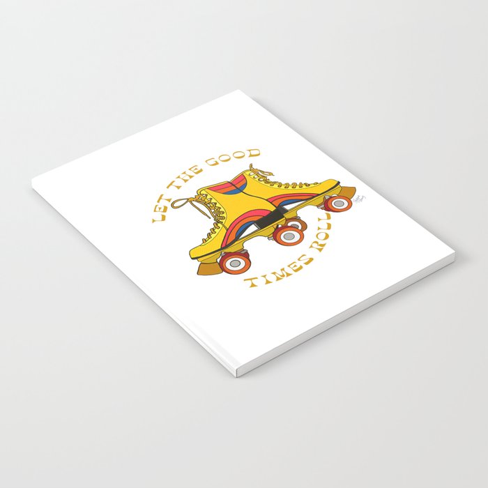 Retro Rainbow Roller Skates Let The Good Times Roll Yellow Notebook Gallery Image 2