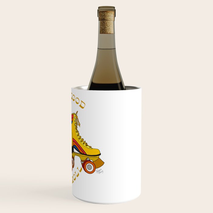Retro Rainbow Roller Skates Let The Good Times Roll Yellow Wine Chiller Gallery Image 3