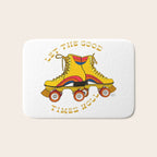 Retro Rainbow Roller Skates Let The Good Times Roll Yellow Bath Mat Gallery Image 1