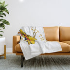 Retro Rainbow Roller Skates Let The Good Times Roll Yellow Throw Blanket Gallery Image 1
