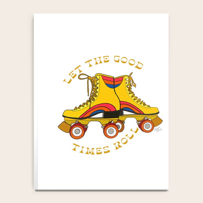 Retro Rainbow Roller Skates Let The Good Times Roll Yellow Notebook Gallery Image 4
