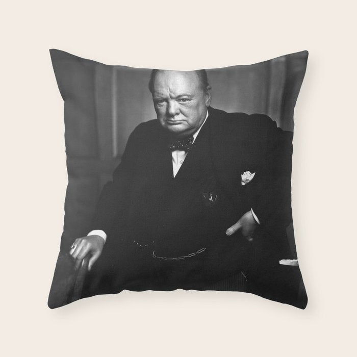 Winston Churchill Portrait Throw Pillow Gallery Image 1