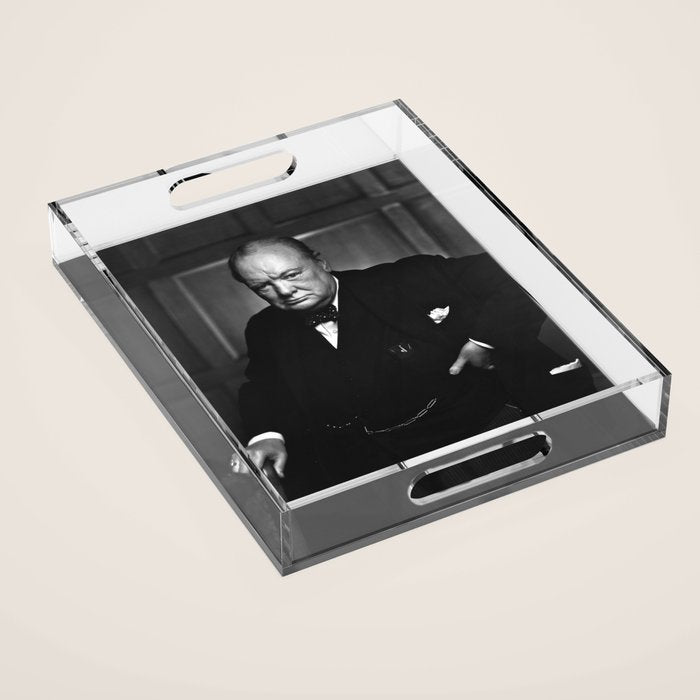 Winston Churchill Portrait Acrylic Tray Gallery Image 1