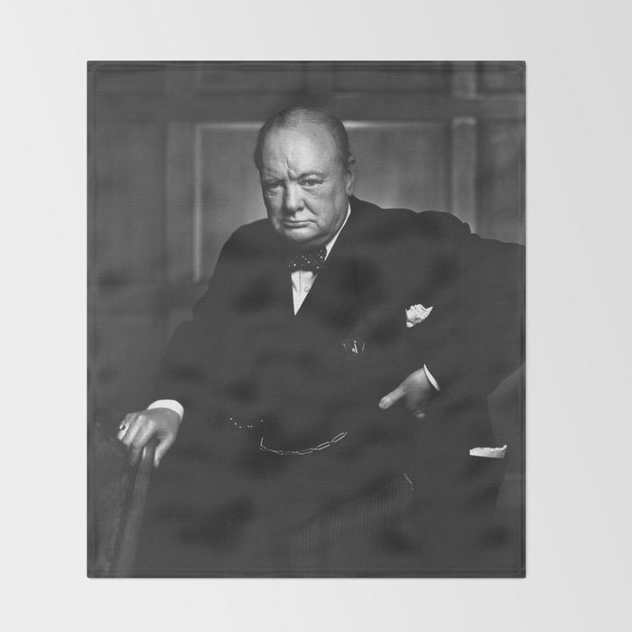 Winston Churchill Portrait Throw Blanket Gallery Image 2