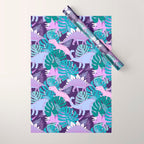 Jungle Dinosaur - Purple Wrapping Paper Gallery Image 1