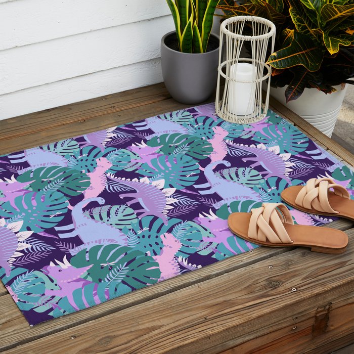 Jungle Dinosaur - Purple Outdoor Rug Gallery Image 2
