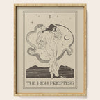 The High Priestess Card Poster. Witchy Girl and Mystic Snake Serving Tray Gallery Image 1
