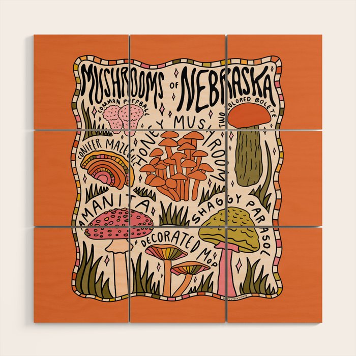 Mushrooms of Nebraska Wood Wall Art Gallery Image 1