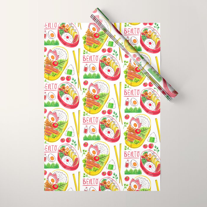 Japanese Bento Rice Lunch Box with Chopsticks & Onigiri Wrapping Paper