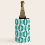 Mid Century Modern Atomic Stars Retro Checkered Starburst Pattern Turquoise Aqua Teal Wine Chiller Gallery Image 3