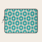 Mid Century Modern Atomic Stars Retro Checkered Starburst Pattern Turquoise Aqua Teal Laptop Sleeve Gallery Image 1