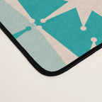 Mid Century Modern Atomic Stars Retro Checkered Starburst Pattern Turquoise Aqua Teal Desk Mat Gallery Image 4