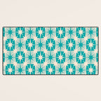 Mid Century Modern Atomic Stars Retro Checkered Starburst Pattern Turquoise Aqua Teal Desk Mat Gallery Image 3
