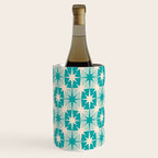 Mid Century Modern Atomic Stars Retro Checkered Starburst Pattern Turquoise Aqua Teal Wine Chiller Gallery Image 2