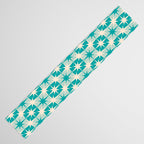 Mid Century Modern Atomic Stars Retro Checkered Starburst Pattern Turquoise Aqua Teal Table Runner Gallery Image 3