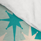 Mid Century Modern Atomic Stars Retro Checkered Starburst Pattern Turquoise Aqua Teal Comforter Gallery Image 4