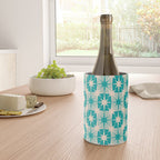 Mid Century Modern Atomic Stars Retro Checkered Starburst Pattern Turquoise Aqua Teal Wine Chiller Gallery Image 4
