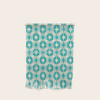 Mid Century Modern Atomic Stars Retro Checkered Starburst Pattern Turquoise Aqua Teal Wall Hanging Gallery Image 1