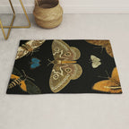 Moths Butterflies In Darkness Vintage Scientific Illustration Encyclopedia Diagram Rug Gallery Image 1