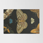 Moths Butterflies In Darkness Vintage Scientific Illustration Encyclopedia Diagram Rug Gallery Image 2