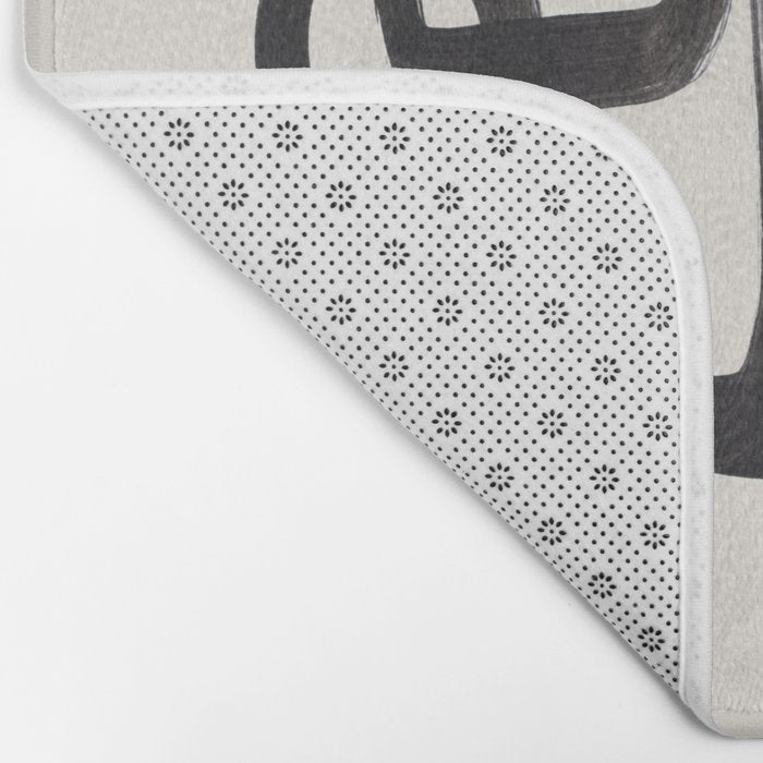 Mid Century Modern Minimalist Abstract Art Brush Strokes Black & White Ink Art Pipe Maze Bath Mat Gallery Image 2