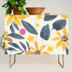 Watercolor Painting Fantasy Yellow Flower Blooming Floral Kingdom Credenza Gallery Image 1
