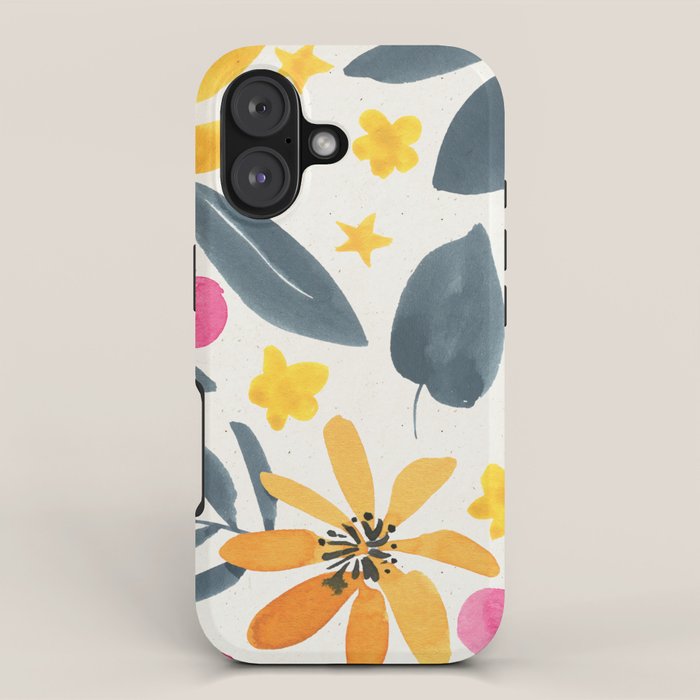 Watercolor Painting Fantasy Yellow Flower Blooming Floral Kingdom iPhone Case Gallery Image 1