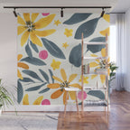 Watercolor Painting Fantasy Yellow Flower Blooming Floral Kingdom Wall Mural Gallery Image 1