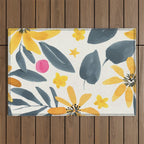 Watercolor Painting Fantasy Yellow Flower Blooming Floral Kingdom Outdoor Rug Gallery Image 1