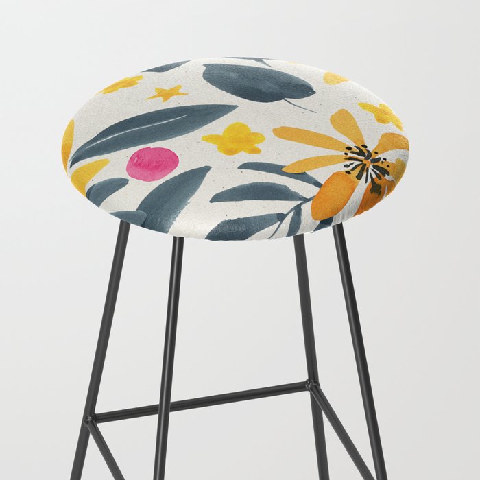 Watercolor Painting Fantasy Yellow Flower Blooming Floral Kingdom Stool Gallery Image 2
