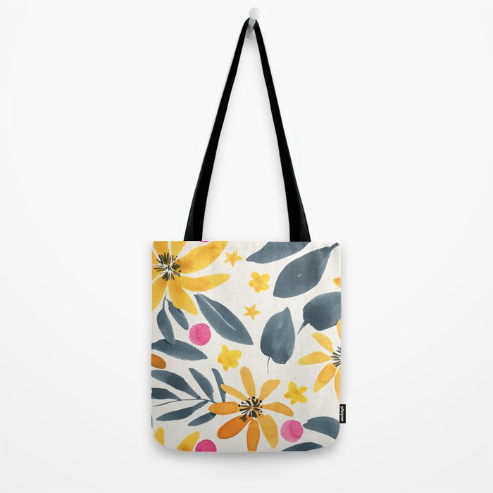 Watercolor Painting Fantasy Yellow Flower Blooming Floral Kingdom Tote Bag Gallery Image 2