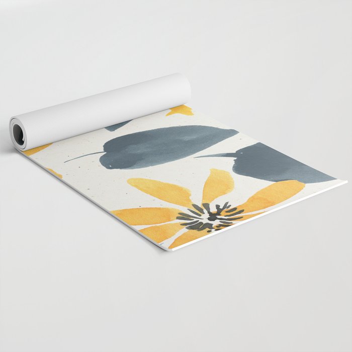 Watercolor Painting Fantasy Yellow Flower Blooming Floral Kingdom Yoga Mat Gallery Image 2