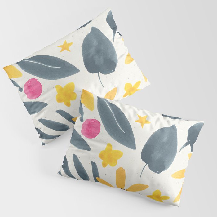 Watercolor Painting Fantasy Yellow Flower Blooming Floral Kingdom Pillow Sham Gallery Image 3