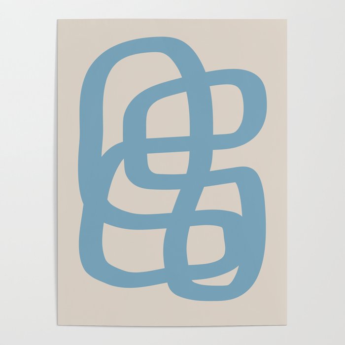 Abstract Scribble (Blue Beige) Poster Gallery Image 1