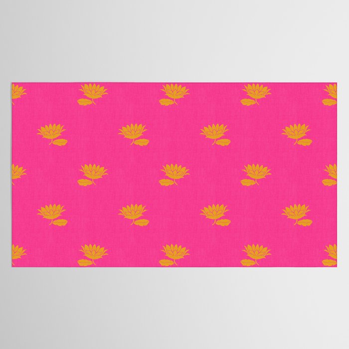 Art Nouveau Yellow Tropical Flowers - Hot Pink Pattern Tablecloth Gallery Image 2