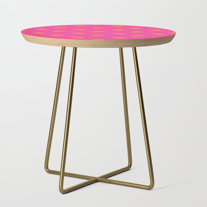 Art Nouveau Yellow Tropical Flowers - Hot Pink Pattern Side Table Gallery Image 1
